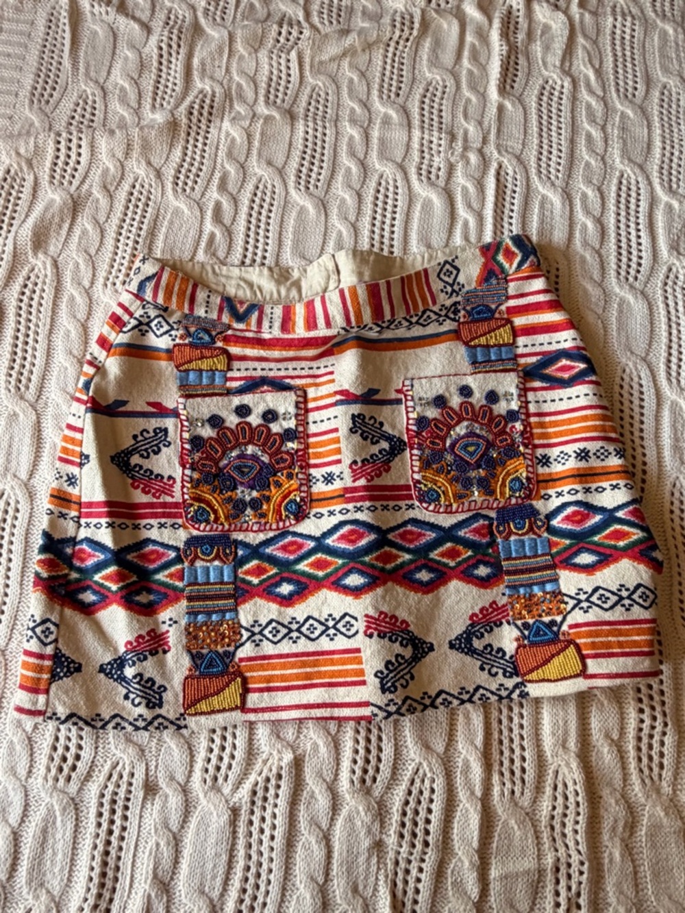 Calypso Embroidered Multicolor Mini Skirt